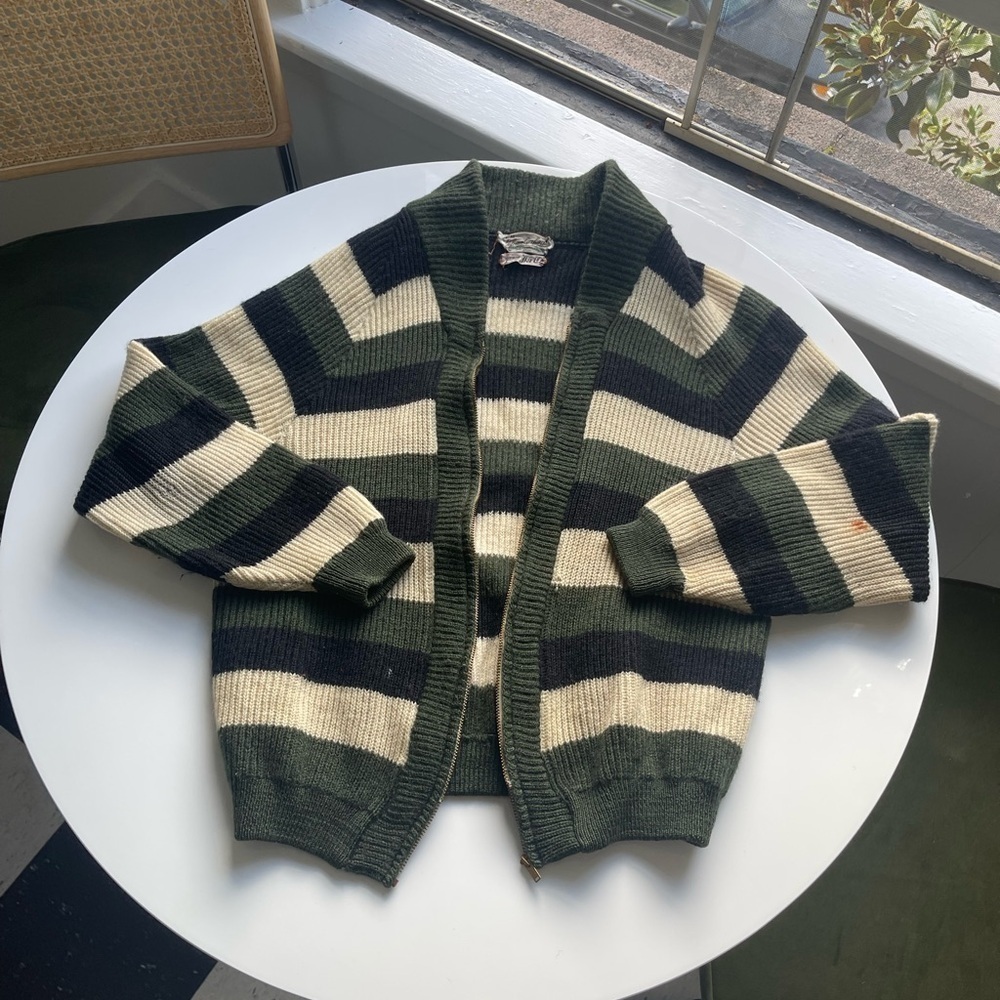 Vintage 40s/50s Striped Zip-Up Sweater - Picture 11 of 15